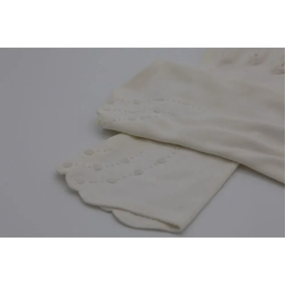 Vintage Hand Beaded White Dress Gloves Scalloped‎ Wrist Bridal 9.5”
